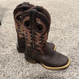 Durango Brown Kids Western Boots with Red and Tan Stitching